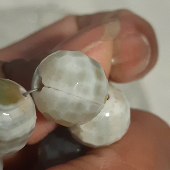 Polished Stones Necklace, 16" Long With Silver Tone Triangle Pendant, Chunky Sty - Picture 6 of 16